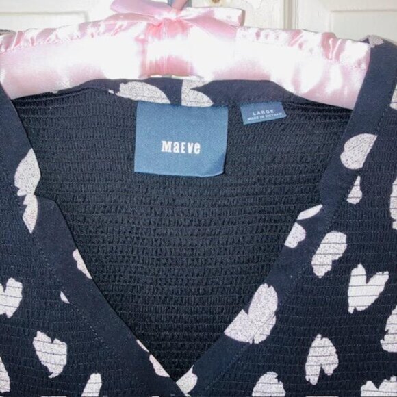 NWOT Anthropologie Maeve 'Banet' Babydoll Smock Tunic V Neck Heart Dress Sz L - Picture 7 of 7